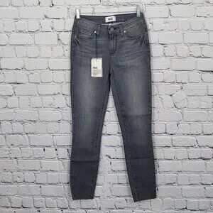 2/$20 Paige Verdugo Greystone Ankle Jeans Size 27 Raw Hem Distressed Flawed